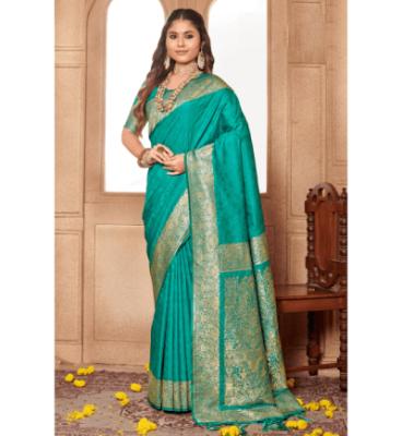 Turquoise Banarasi Silk