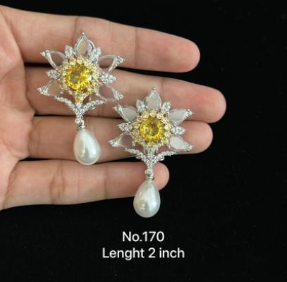 Yellow Gem Flower Earrings