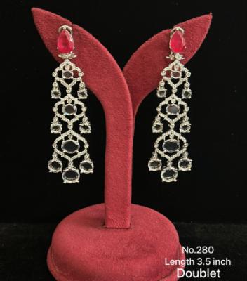 Doublet Earrings with Red Gem