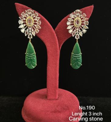 Green Carving Stone Earrings