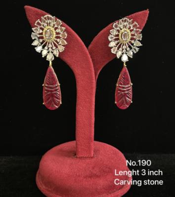 Red Carving Stone Earrings