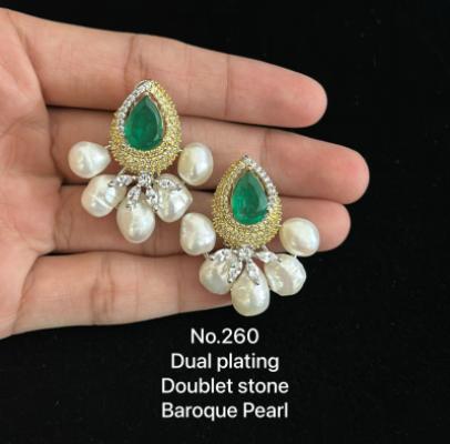Emerald Baroque Pearl Earrings