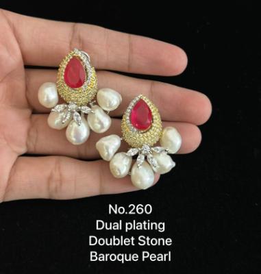 Dual Plating Baroque Pearl Earrings