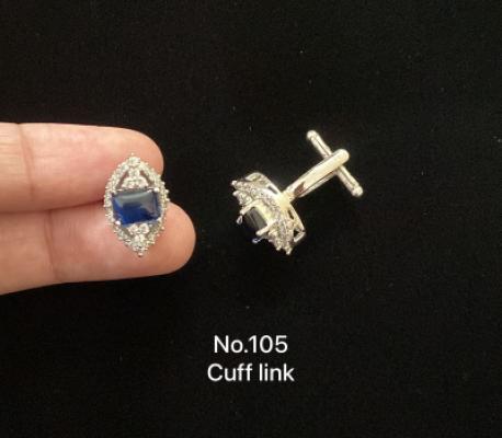 Silver Cuff Link with Blue Stone