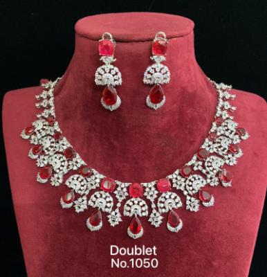 Red Stone Necklace and Earrings Set